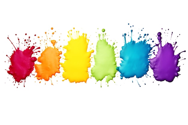 Foto manchas de tinta colorida sobre um fundo branco cores multicoloridas arco-íris