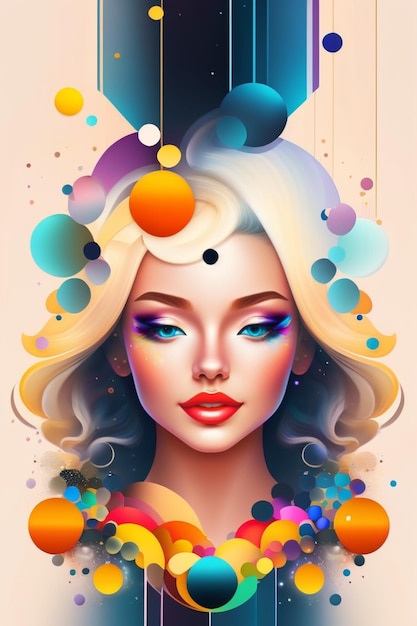 Manchas redondas coloridas salpicando belleza abstracta personas retrato papel tapiz fondo ilustración generativa ai