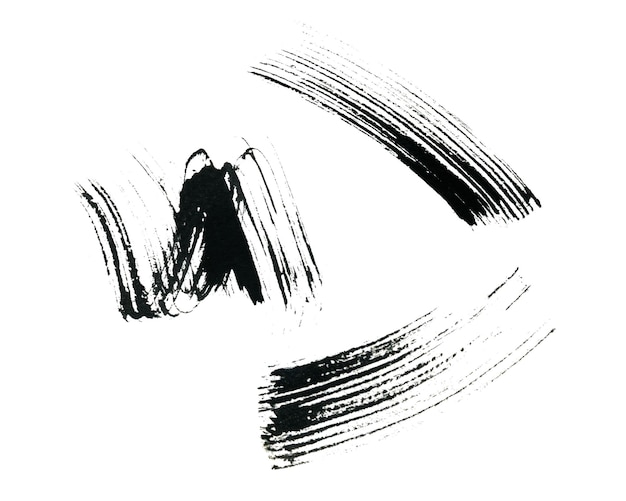 Foto manchas de rímel negro ilustración acuarela dibujada a mano conjunto de elementos aislados sobre fondo blanco para decoración y diseño de envases y publicidad de cosméticos