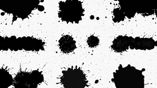 Manchas de tinta negra minimalista sobre un fondo blanco