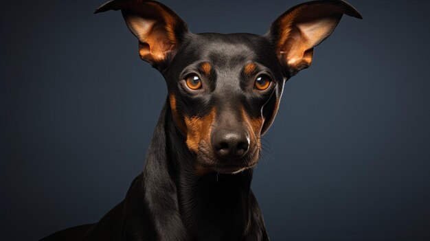 Manchester Terrier em luz dinâmica de estúdio