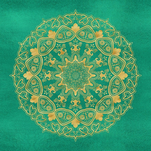 Mandala acuarela dibujada a mano con textura dorada se puede utilizar para imprimir web textil de otro diseño