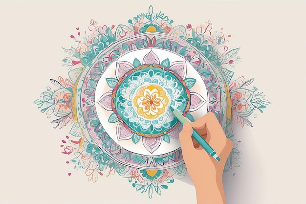 Foto un mandala de amor propio con símbolos positivos