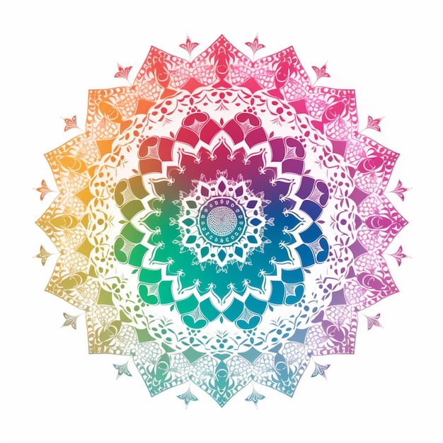 Mandala del arco iris con un patrón de flores.