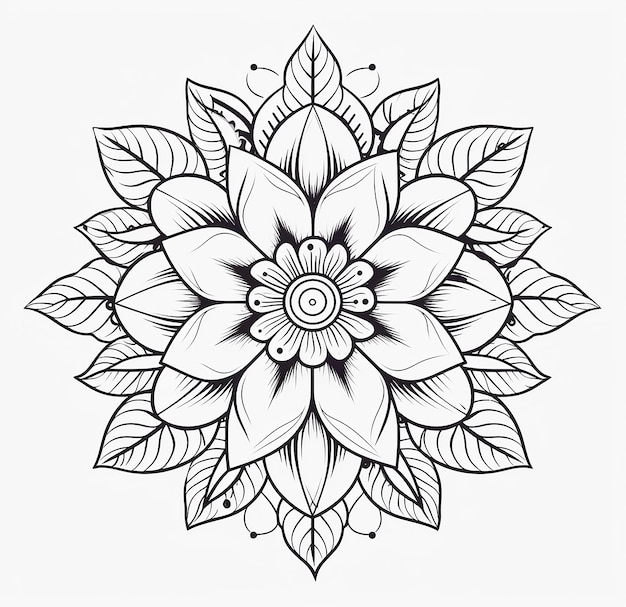 Foto mandala art un diseño de flor de mandala para una página para colorear en el estilo