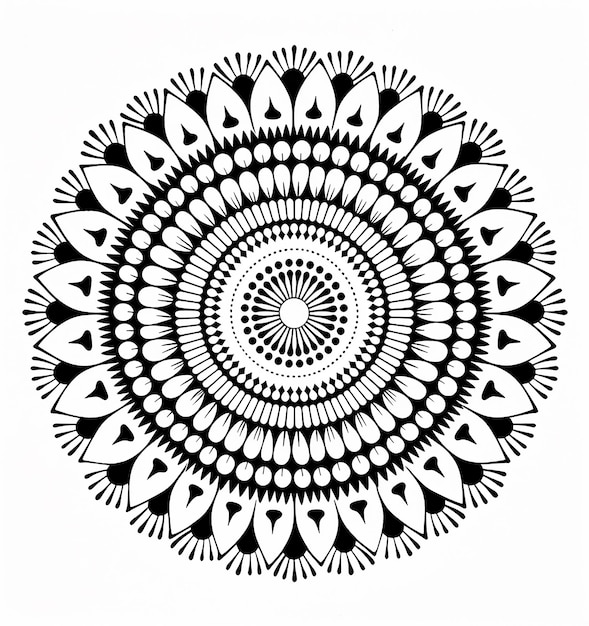 Mandala Art Mandala Colorir Mandala Circular Preto E Branco No