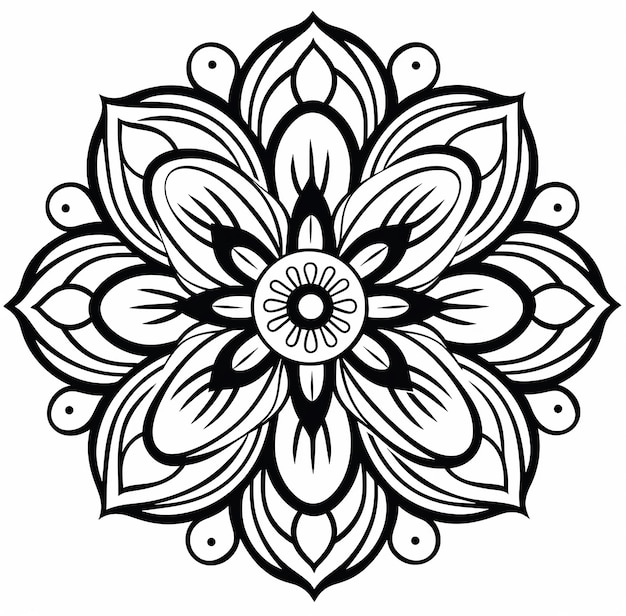 Mandala Art Mandala Eine Malseite mit einem Blumenmuster, das B