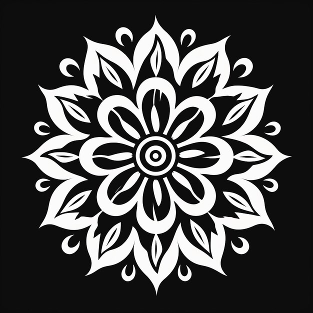 Mandala Art Preto E Branco Flor Mandala Padrão No Estilo S