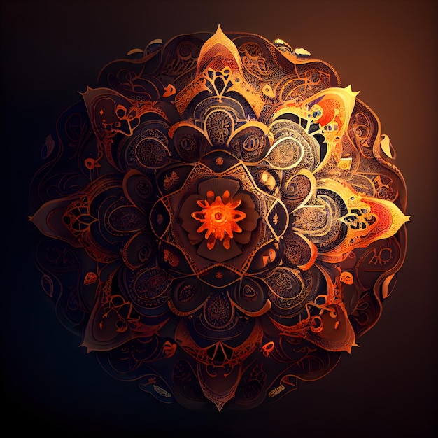 Mandala auf dunklem Hintergrund Wunderschönes gemustertes Mandala
