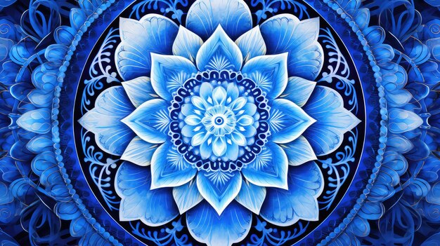 Mandala azul de simetría