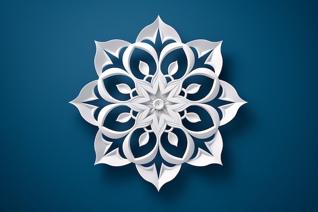 Mandala blanca sobre un fondo azul