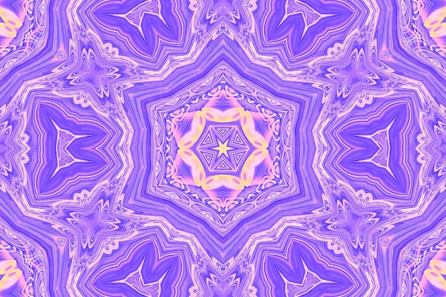 Mandala caleidoscópica rosa roxa abstrata de sahasrara chakra lembrando floco de neve