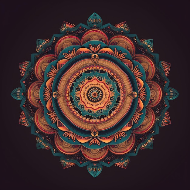 Un mandala colorido con un patrón de diferentes colores.