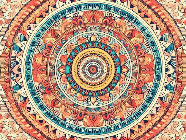 Un mandala colorido con un patrón de diferentes colores.