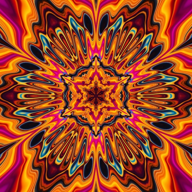 Un mandala colorido con un patrón de estrellas.