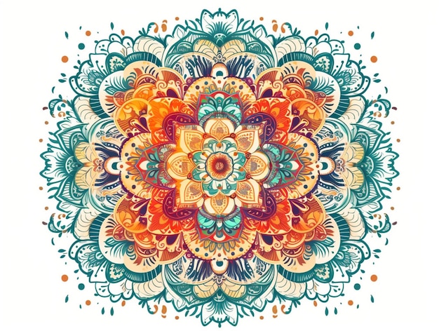 Un mandala colorido con un patrón floral.