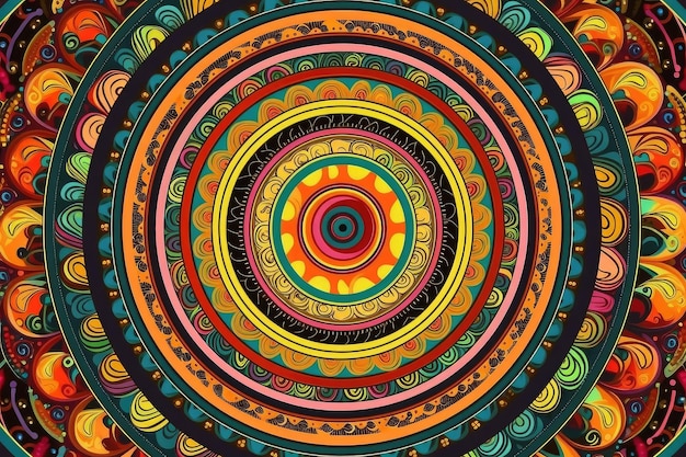 Mandala com formas e cores espirais hipnóticas