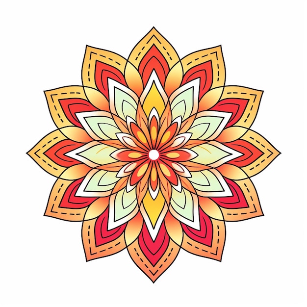 Mandala de Flor Isolada em Página de Coloração Branca