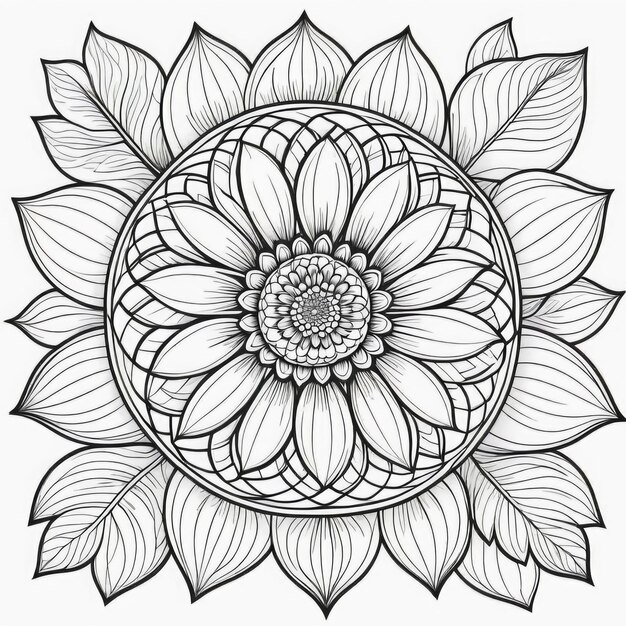 Foto mandala de flores para colorir para crianças