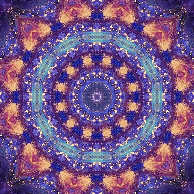 Foto mandala de imagens pintadas de azul místico abstrato de vishuddha chakra