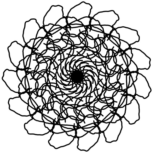 Mandala dibujada a mano en blanco y negro para páginas de colorear libros de colorear y hojas de colorear