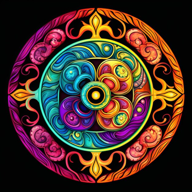 Mandala del equilibrio entre los colores cálidos y fríos