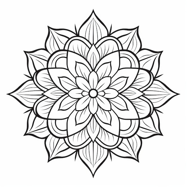 Mandala de la flor de loto con adornos intrincados para colorear