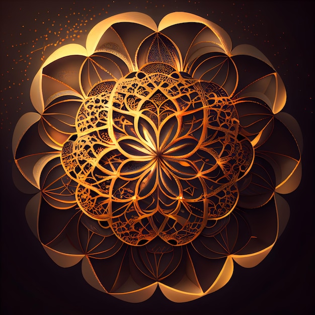 Mandala floral abstrata na ilustração de fundo escuro para seu projeto