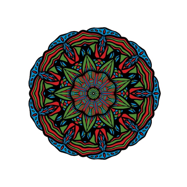 Mandala floral desenhada à mão com motivo turco ornamento floral colorido redondo no tradicional oriental
