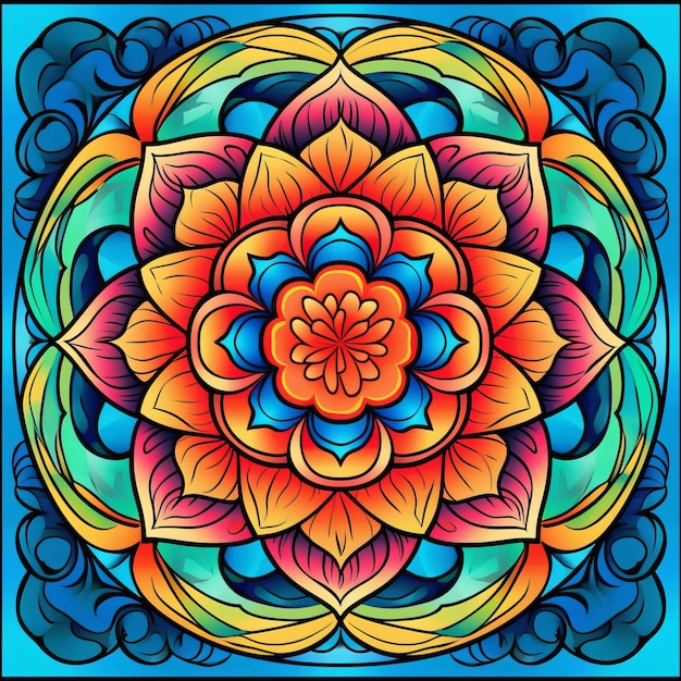 Mandala floral en vibrantes tonos de rosa y púrpura