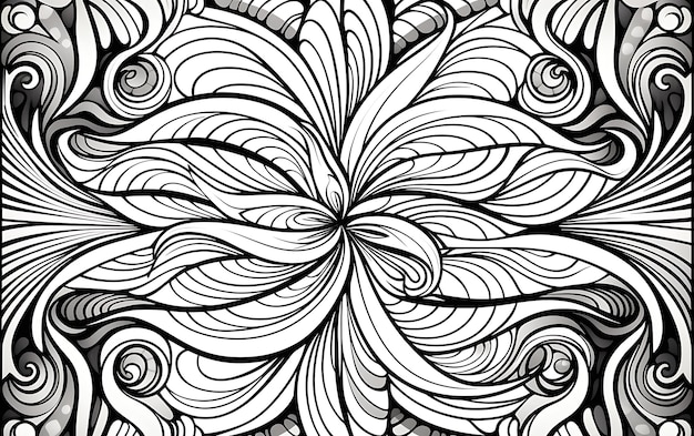 Mandala de flores en blanco y negro página de colorear
