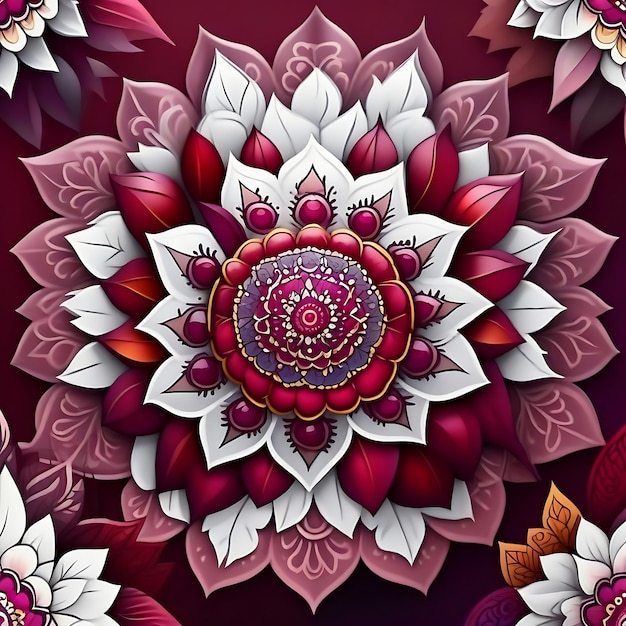 Mandala-Kunst abstraktes Ornament Illustration Design Dekoration mit weißem Hintergrund generatives ai