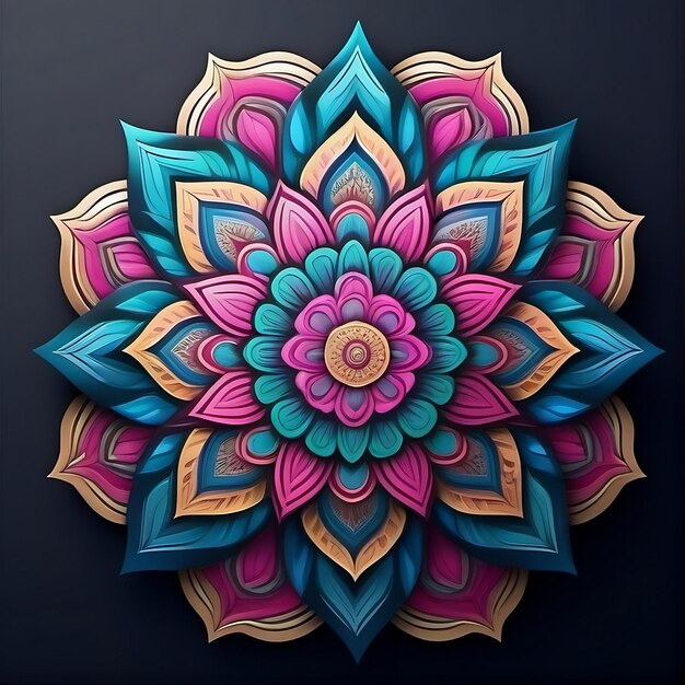 Mandala-Kunst abstraktes Ornament Illustration Design Dekoration mit weißem Hintergrund generatives ai