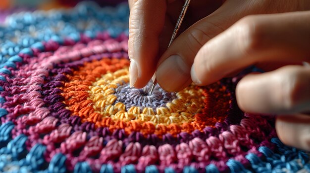 Mandala magische farbenfrohe Crochet-Schöpfung