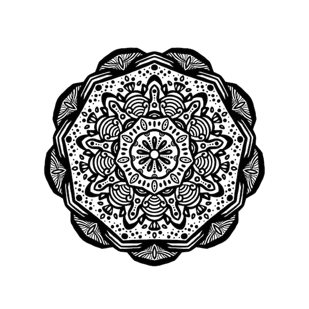 Mandala-Muster-Design mit handgezeichnetem Mandala Oriental-Muster Einzigartiges Design mit Blütenblatt-Blume