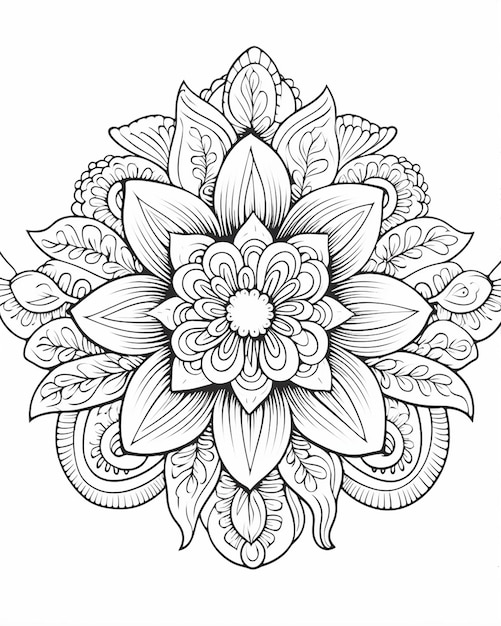 Mandala preta e branca com diferentes padrões