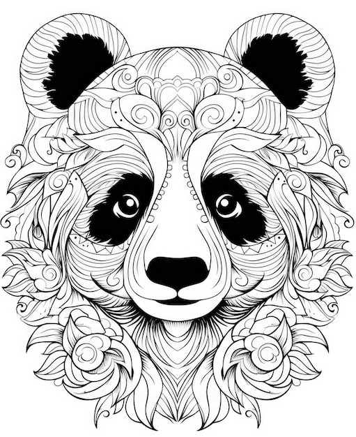 Mandalas de animales Panda Zen para adultos para colorear