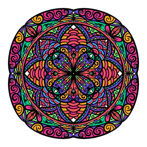 Mandalas para colorear libro Adornos redondos decorativos Forma de flor inusual Patrón oriental