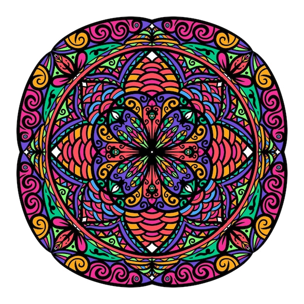 Mandalas para colorear libro Adornos redondos decorativos Forma de flor inusual Patrón oriental