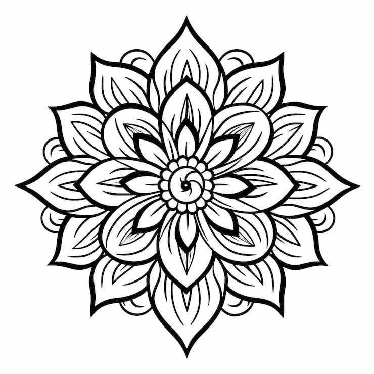 Foto mandalas ornamentales dibujos en blanco y negro
