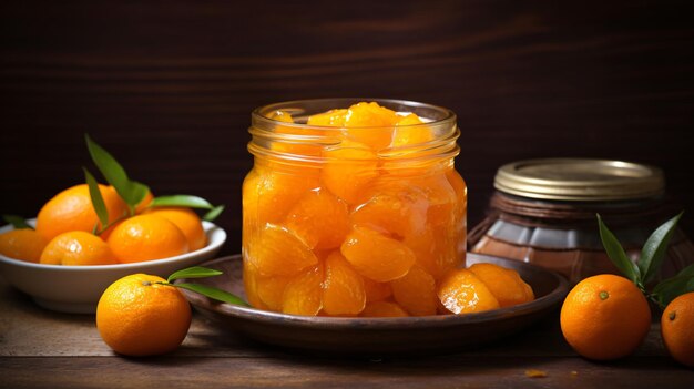 Mandarina enlatada em conserva com frutas de mandarina em uma tigela