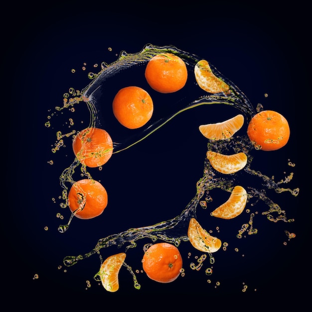 La mandarina jugosa y sabrosa con toques de jugo es muy saludable