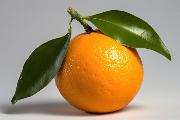 Mandarina naranja o fruta de clementina con una hoja verde en un recorte de camino de fondo blanco