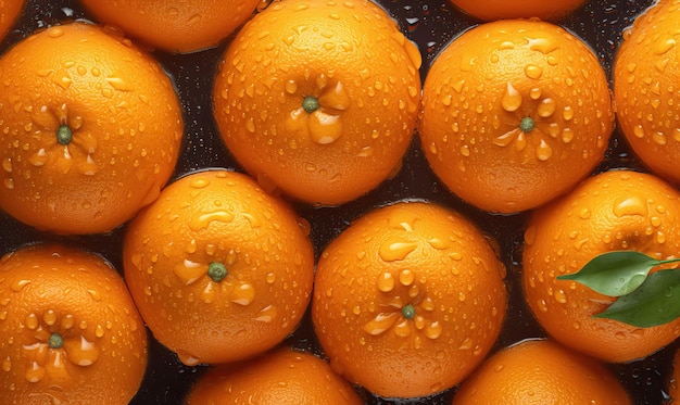 Mandarinas com gotas de água em fundo escuro IA generativa