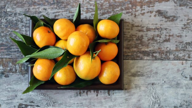 Mandarinas frescas maduras. Vitaminas Cítricas. Vitamina C.