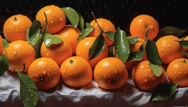 Mandarinas frescas na mesa depois de lavadas