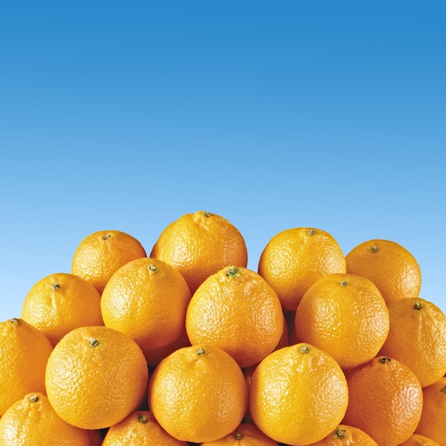 Mandarinas naranjas frescas con cielo azul