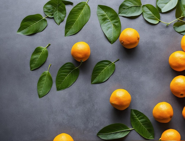 mandarinas y naranjas sobre un fondo plano