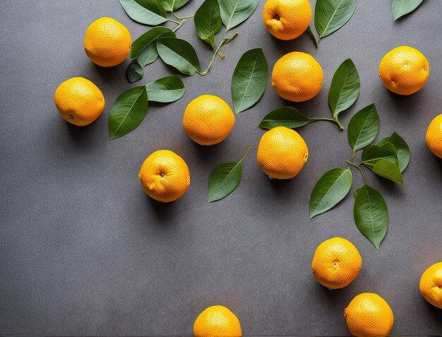 mandarinas y naranjas sobre un fondo plano