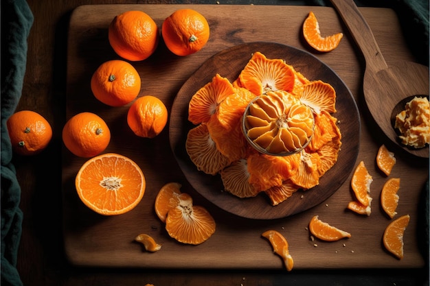 Mandarinen isoliert auf weißem Hintergrund auf Holztisch